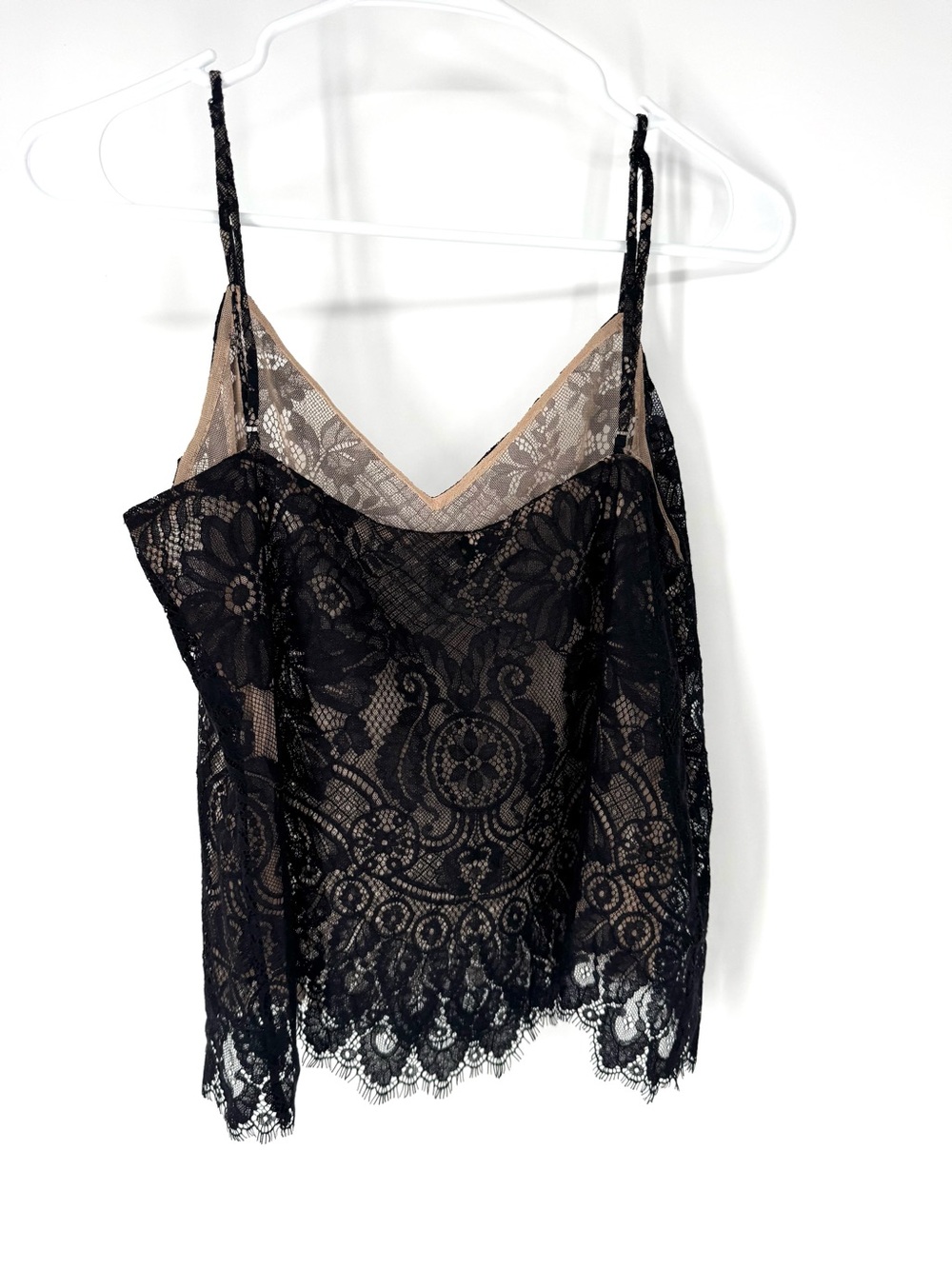 BCBGMaxAzria whimsy romantic goth punk Black Lace Floral Camisole - Picture 2 of 5